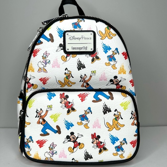 Loungefly Disney Parks Fab 5 Mickey Minnie Goofy Donald Pluto Mini Backpack